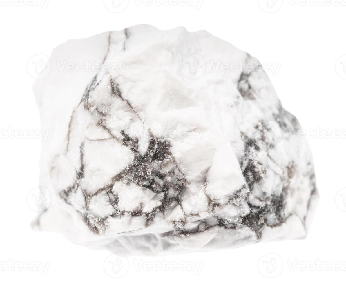 opolerad howlite mineral isolerat på vit foto