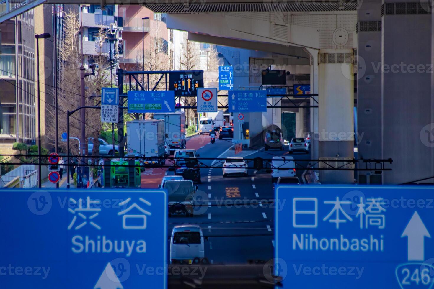en trafik sylt på de stad gata i tokyo tele skott foto