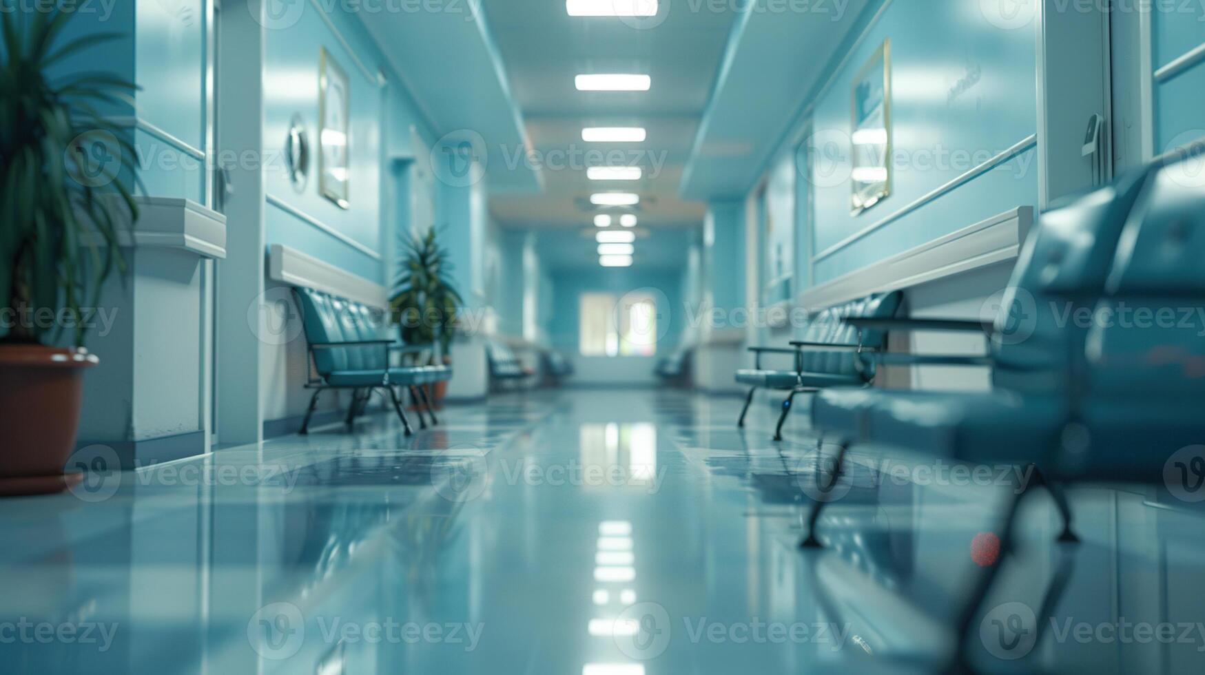 ai genererad sjukhus hall, reception klinik. ofokuserad, bakgrund, ingen, oskärpa, oskärpa, korridor, byggnad, nödsituation, klinik, vård, hälsa, läkare, medicin, Plats, laboratorium foto