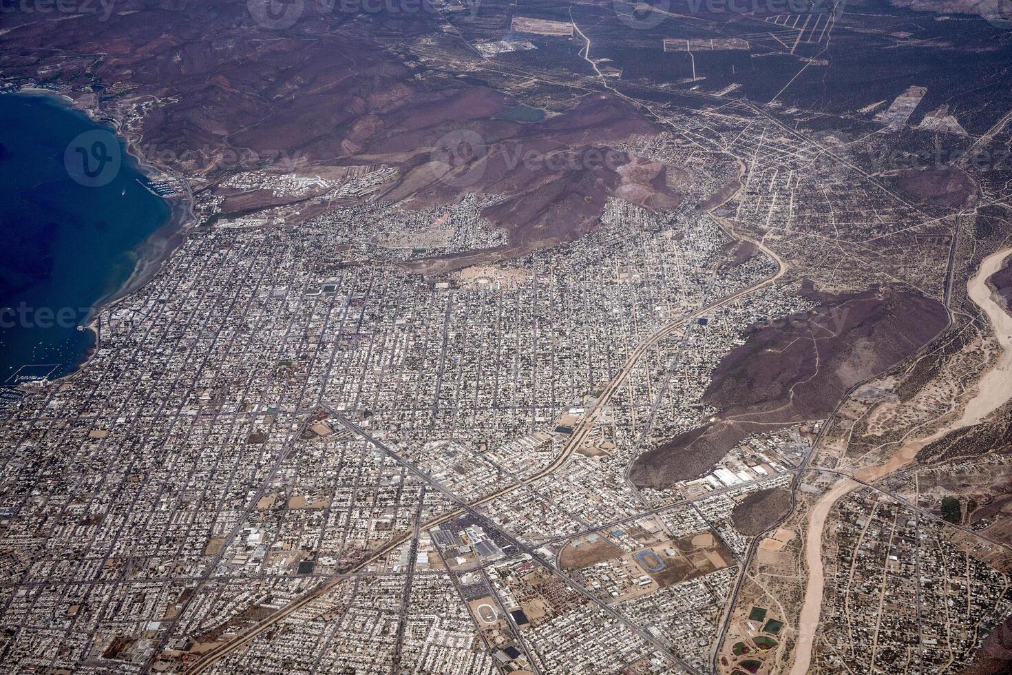 la paz baja kalifornien sur antenn se från flygplan foto