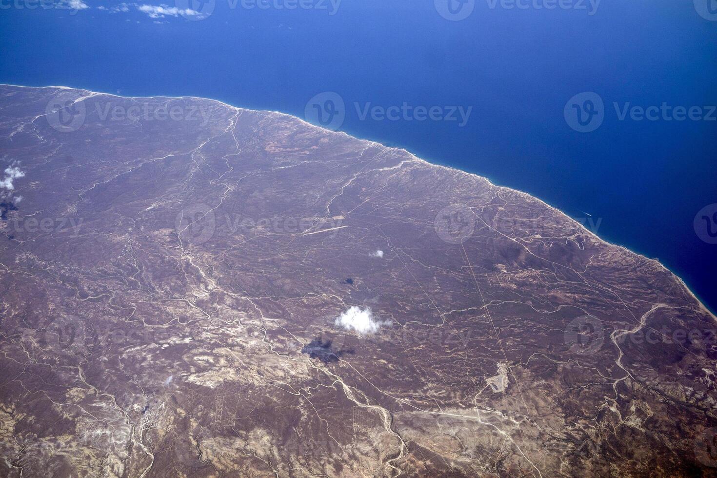 kust av cortez hav i baja kalifornien sur mexico antenn se från flygplan foto
