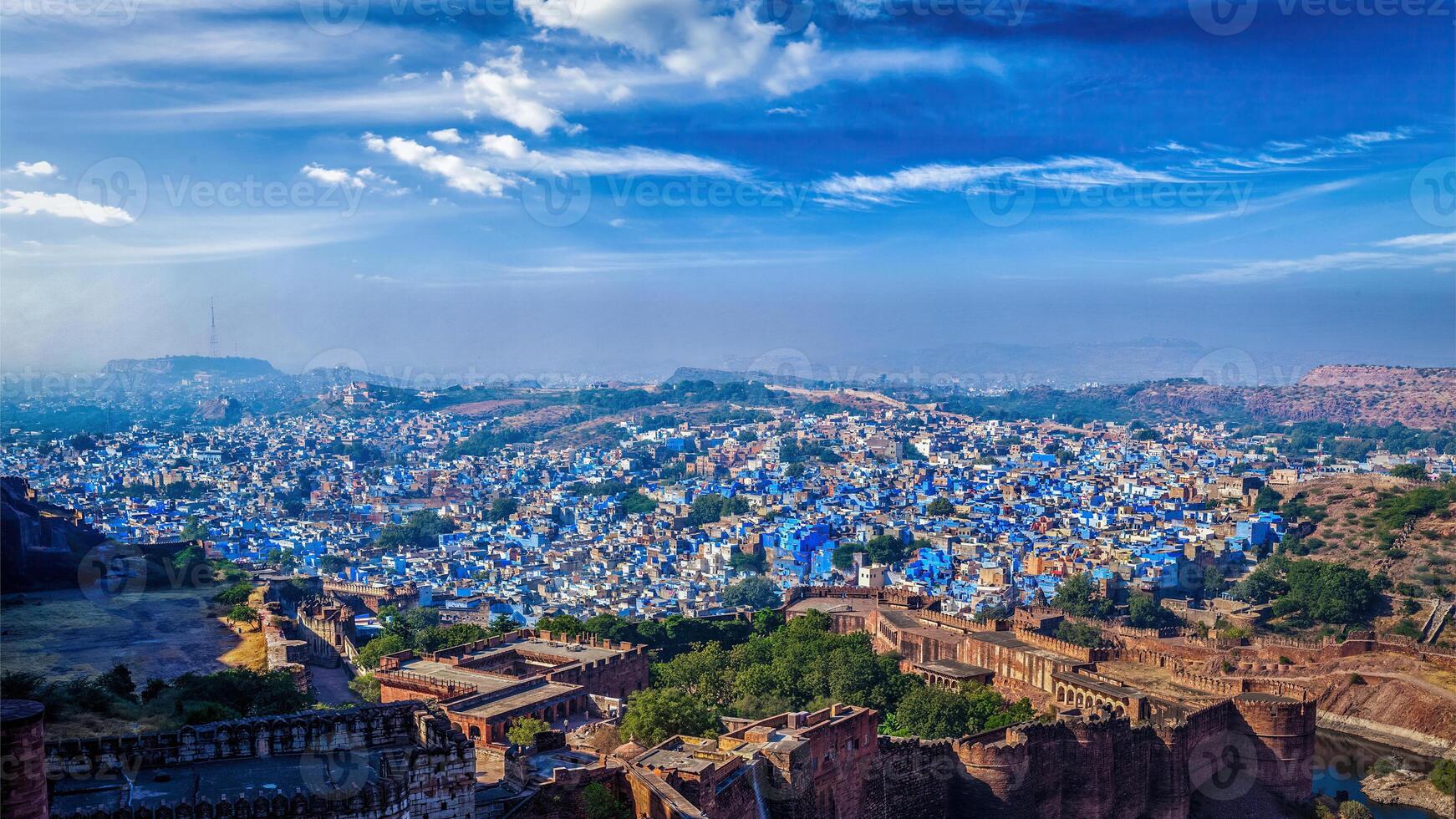 panorama av jodhpur blå stad. rajasthan, Indien foto