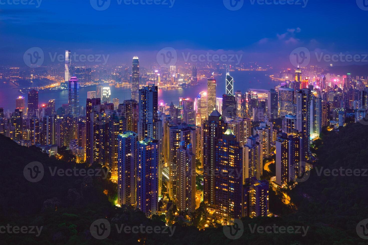 hong kong skyskrapor horisont stadsbild se foto