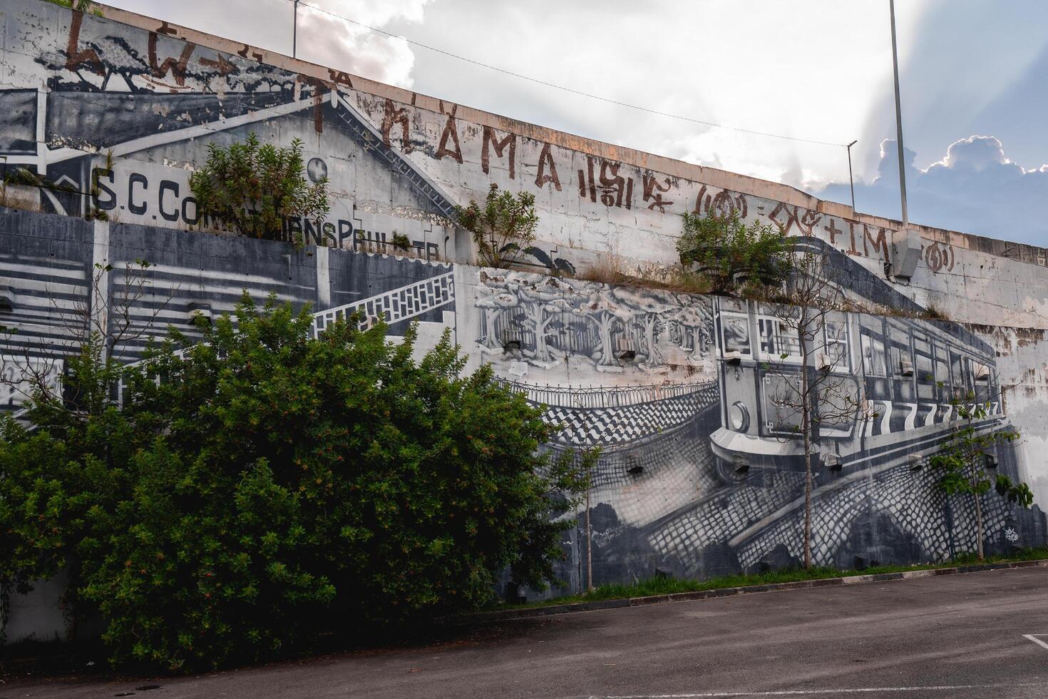 skön vägg konst förbi de korintierna stadion. sao paulo, Brasilien. Mars 13 2024. foto