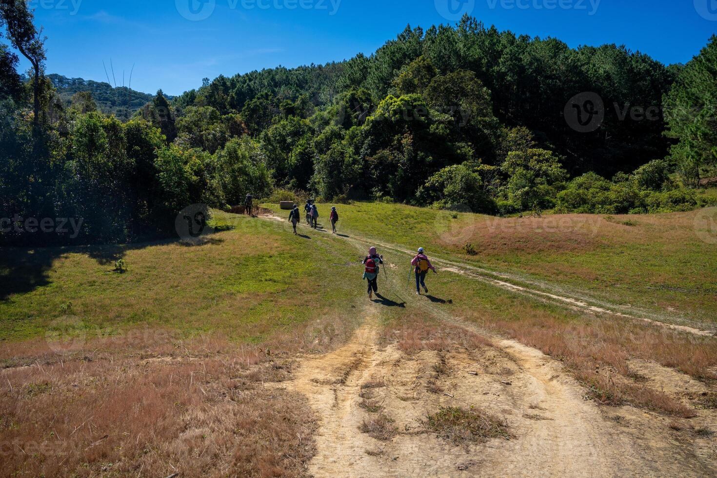 ta nang - phan dynga rutt med milstolpe mellan 3 provinser genom gräs kullar och skogar i låt mao natur boka foto