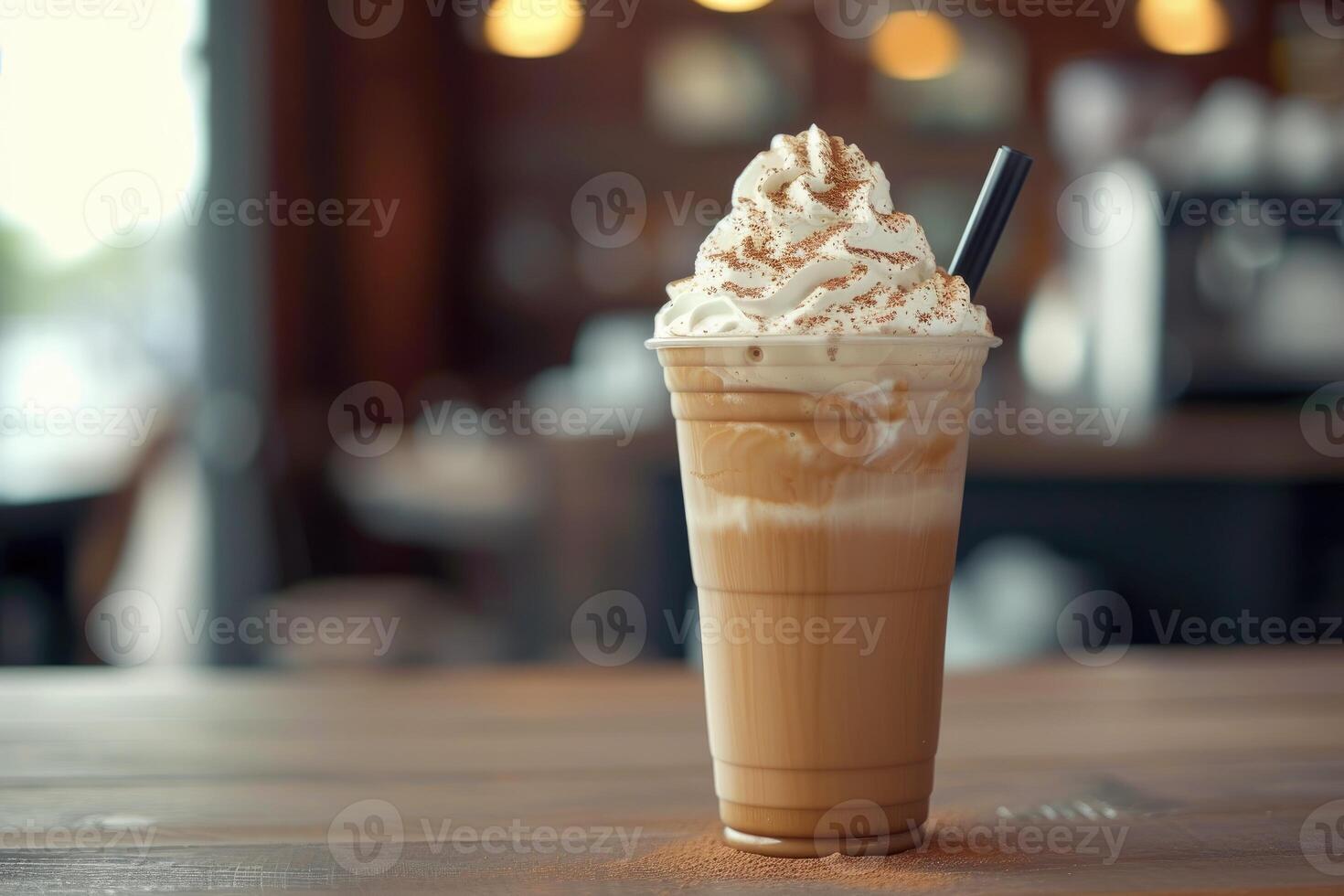 ai genererad ljuv salighet, smuttar på en kola frappuccino med vispad grädde. generativ ai foto