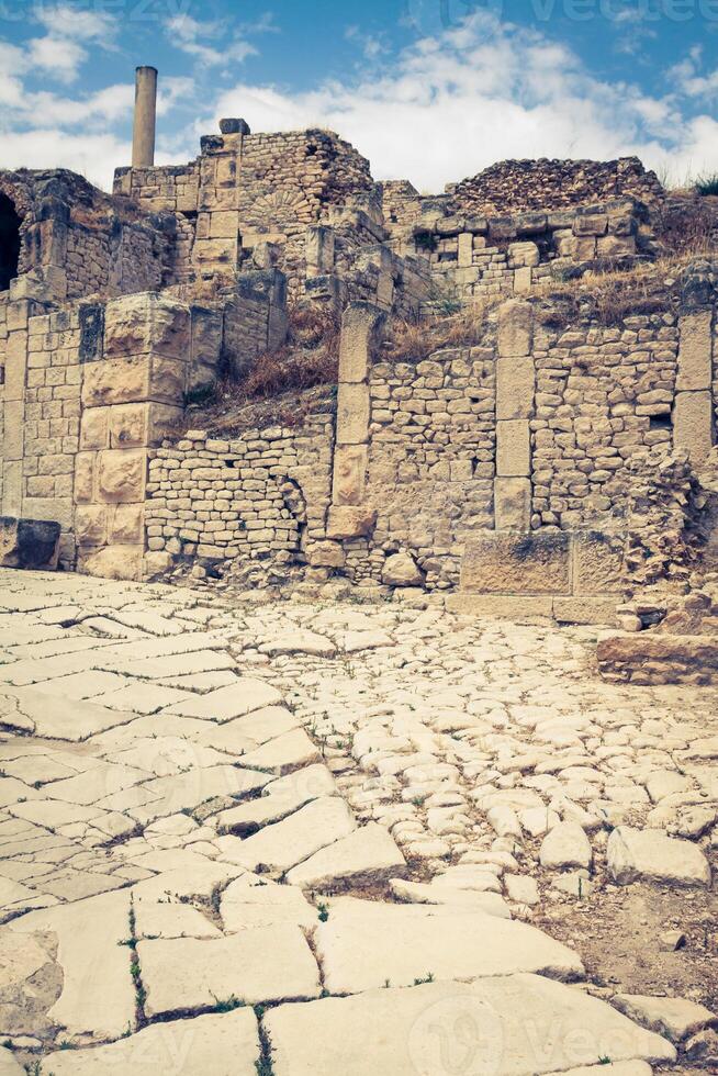 gammal roman stad i tunisien, dougga foto