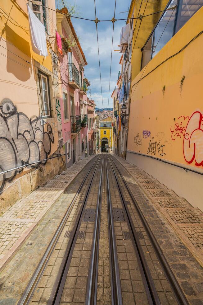 bica hiss spårvagn i Lissabon, portugal foto