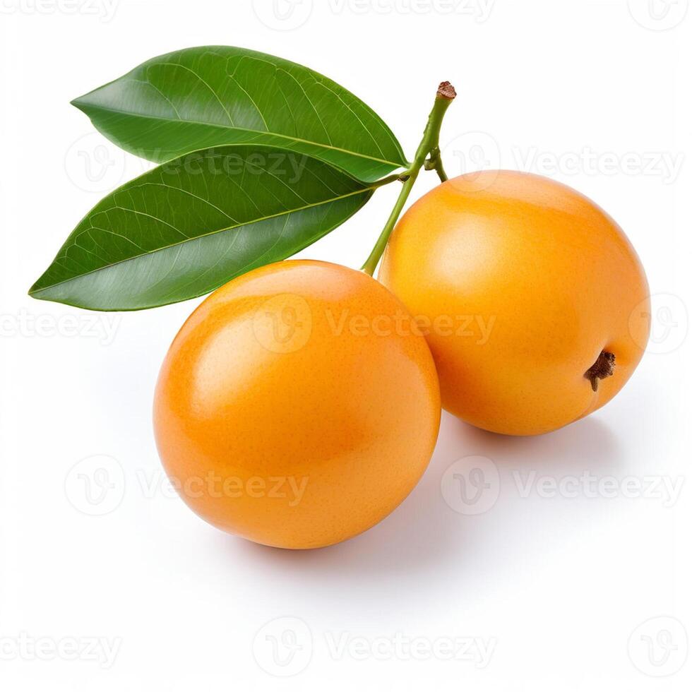 ai genererad loquat frukt isolerat på en vit bakgrund foto