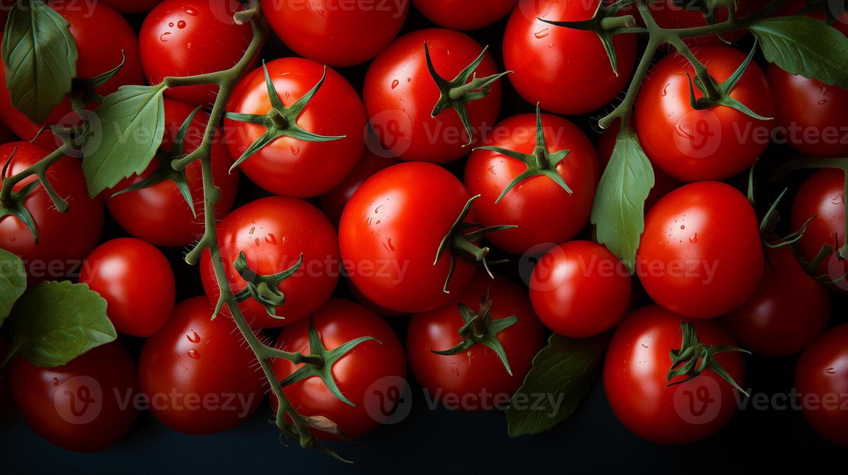 ai genererad färsk tomater med grön löv bakgrund foto