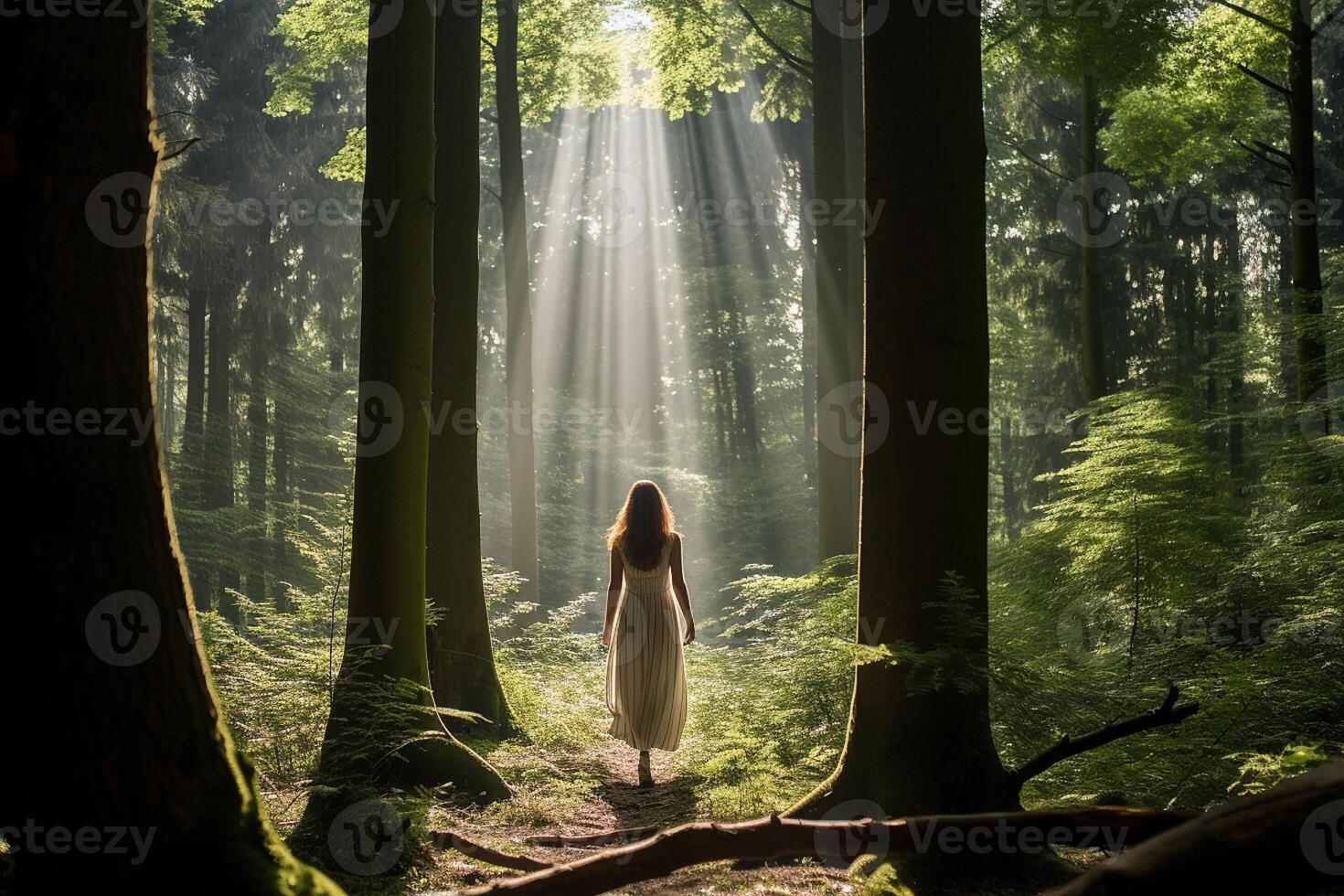 ai genererad eterisk stöta på i de skog foto