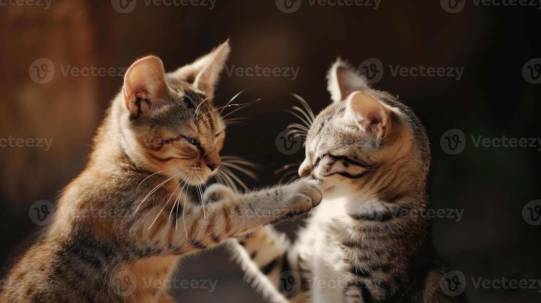 ai genererad två små katter spelar tillsammans, realistisk Foto