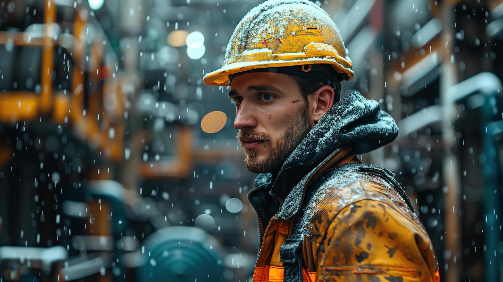 en hårt arbetande manlig arbetstagare är upptagen på arbete inuti en fabrik. . foto