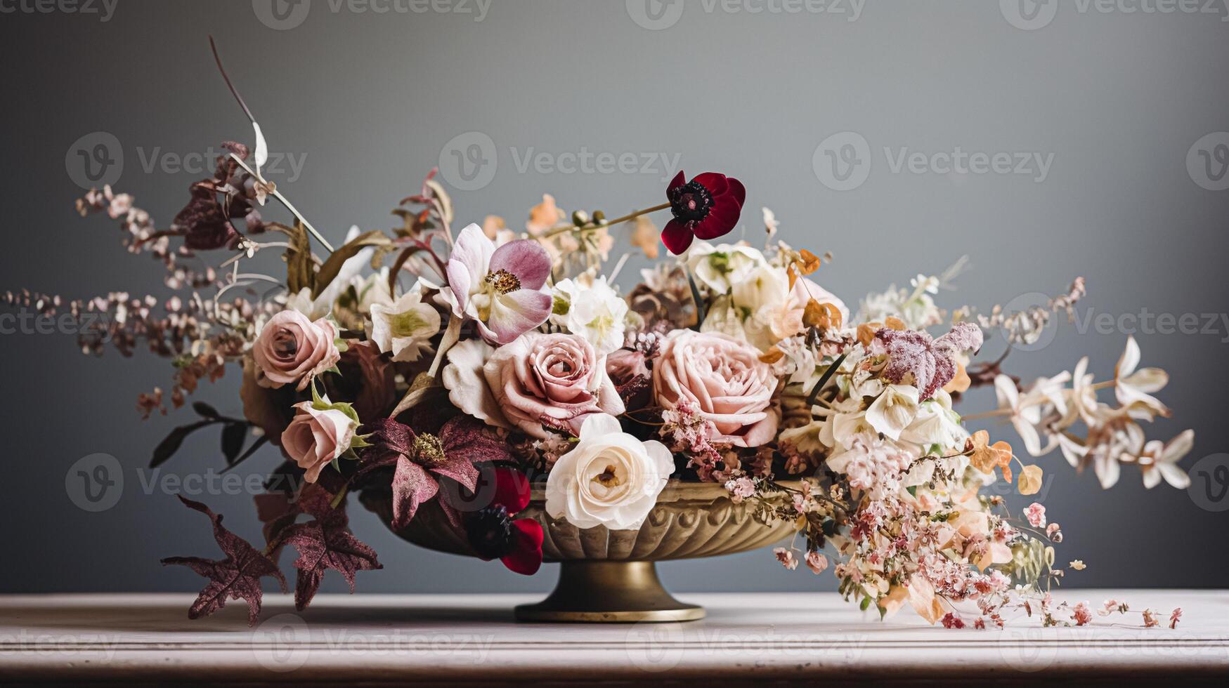 blommig arrangemang med vinter, höst eller tidigt vår botanisk växter och blommor foto