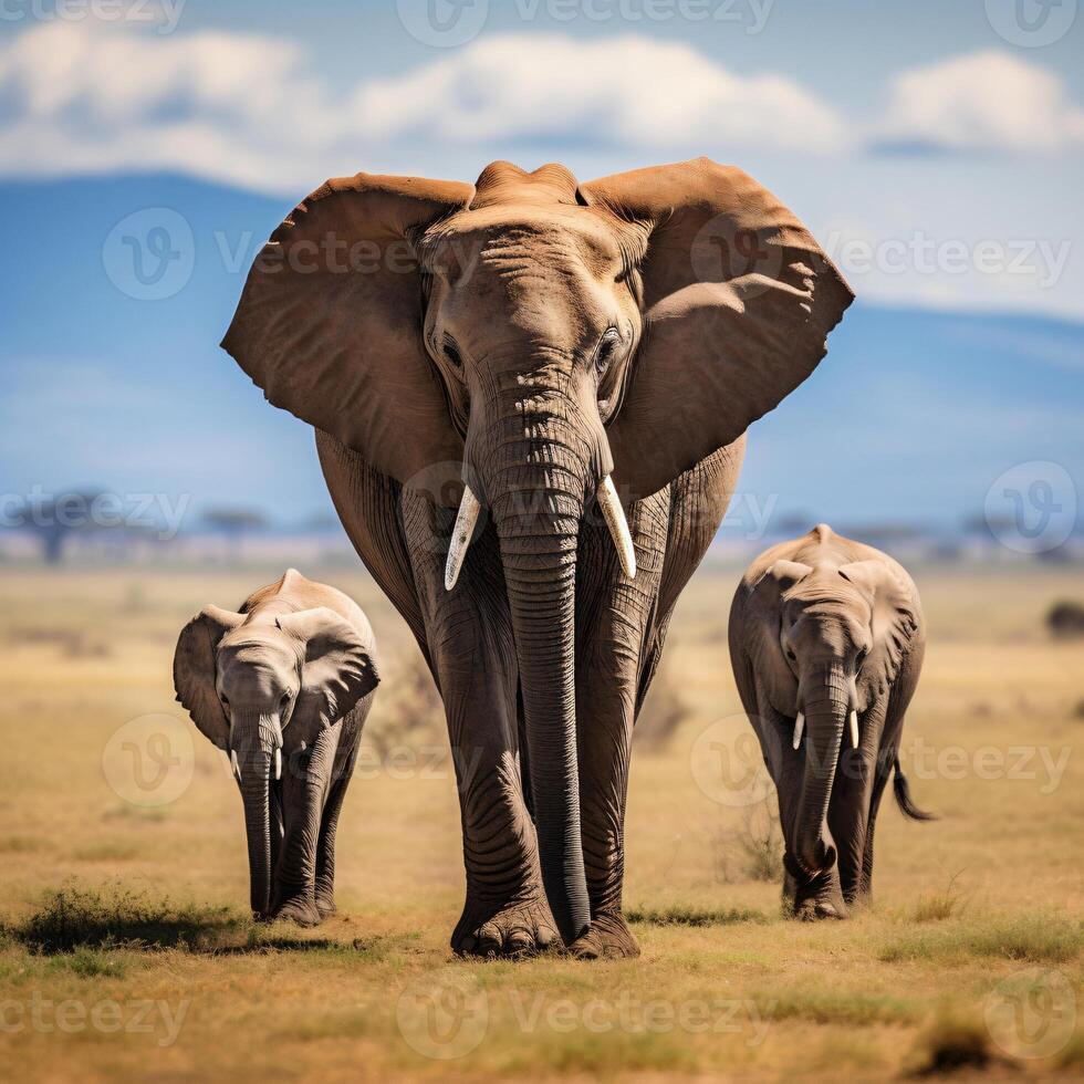 Foto elefanter i amboseli nationell parkera kenya afrika