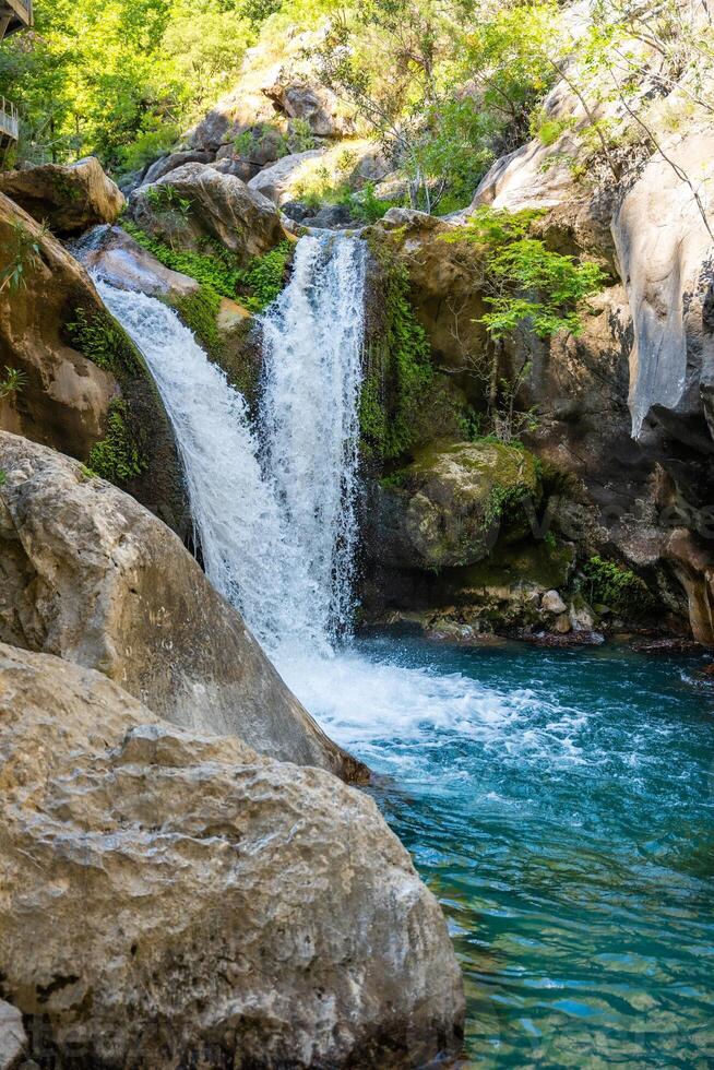 sapadere kanjon med kaskader av vattenfall i de taurus bergen nära alanya, Kalkon foto