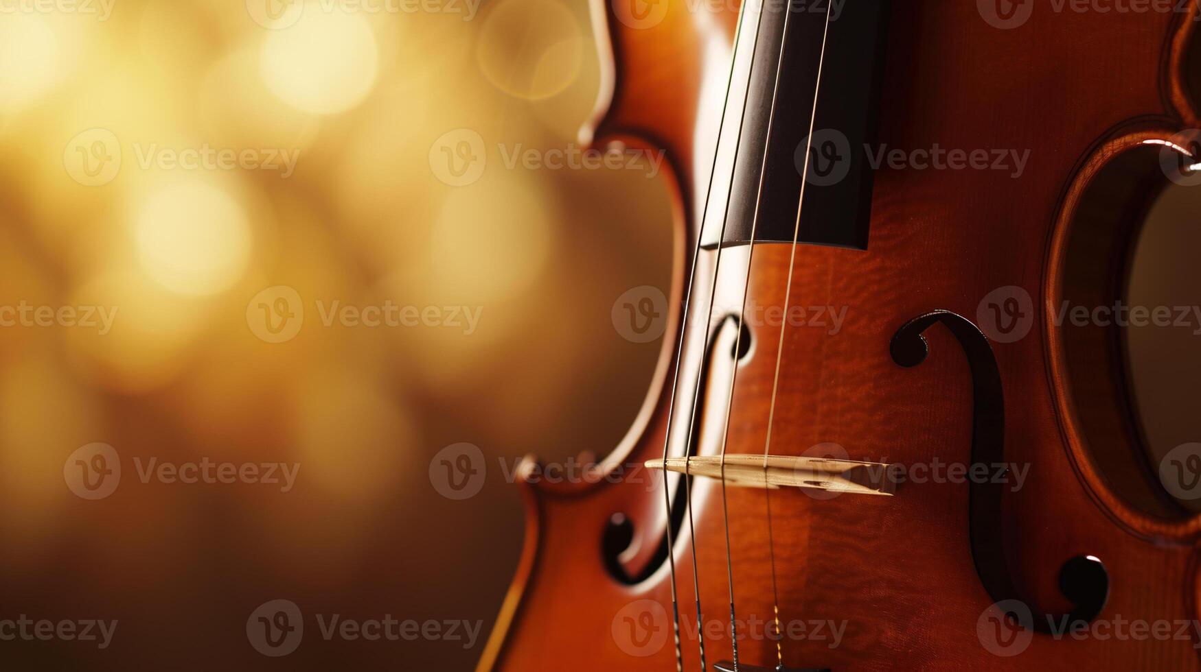 harmoni av musikalisk instrument, fokusera på de elegant kurvor av en fiol foto