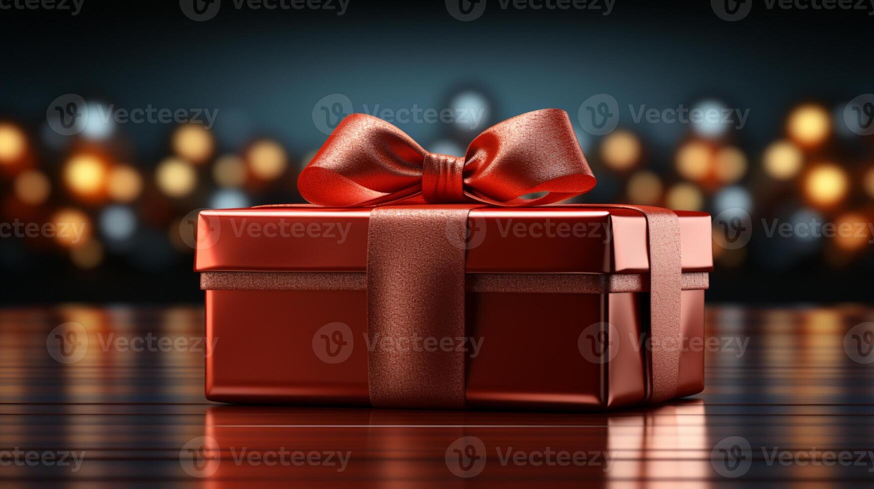 gåva låda röd med guld rosett för särskild fira ögonblick paket foto