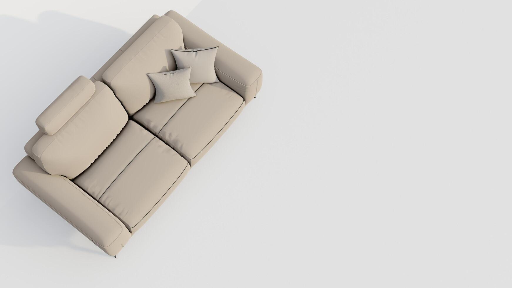 3d tolkning realistisk soffa med skugga i minimalistisk stil foto