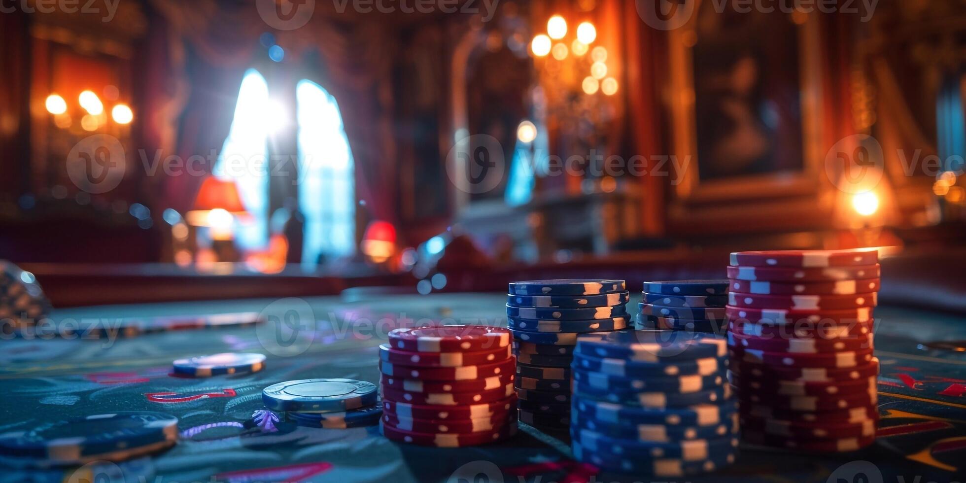 ai genererad poker pommes frites på tabell i kasino foto
