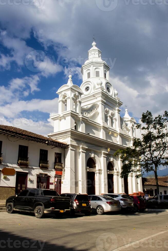 se av de skön arv stad av salamina belägen på de avdelning av caldas i colombia foto