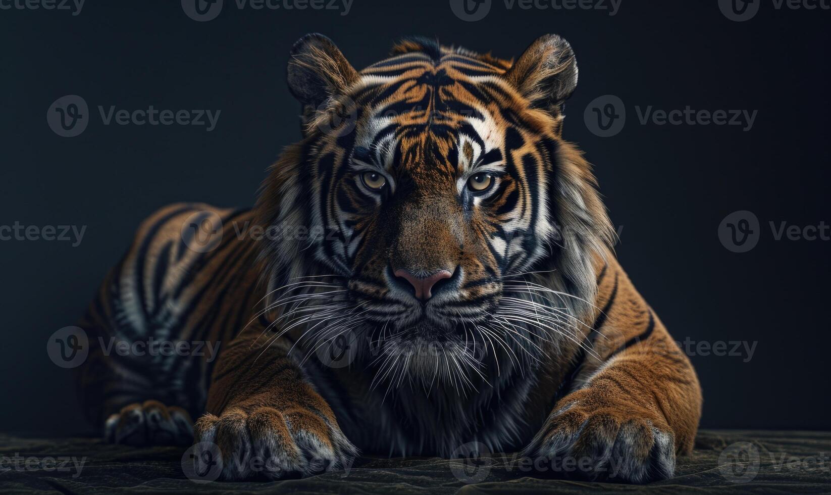 en javan tiger porträtt på svart bakgrund foto