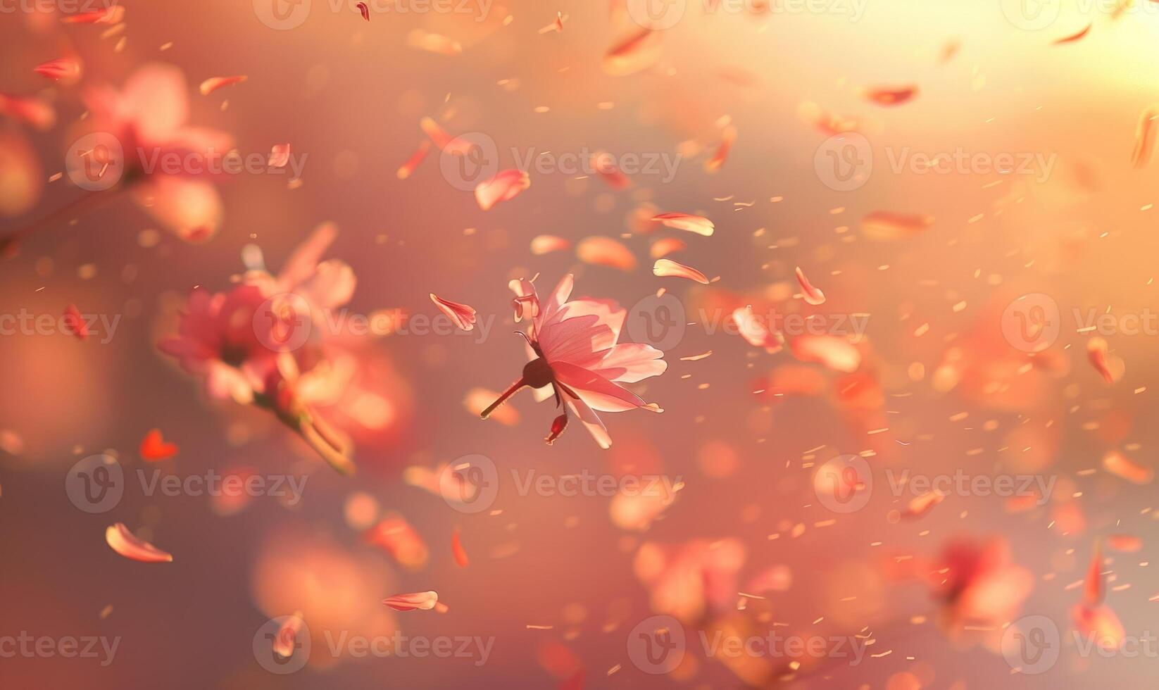 körsbär blomma kronblad i de bris, blommig bakgrund, mjuk fokus, suddig bakgrund foto