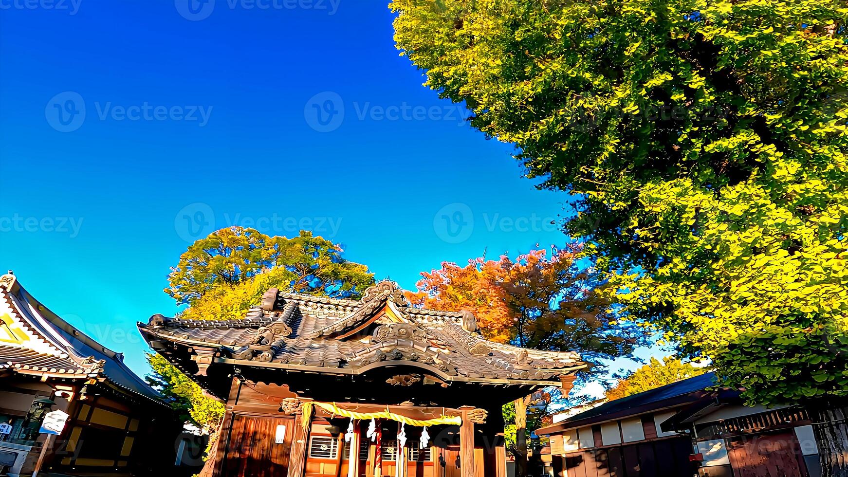 rokugatsu hachiman helgedom, en helgedom i rokugatsu, adachi-ku, tokyo, japan. den var byggd under de 1053-1058 foto