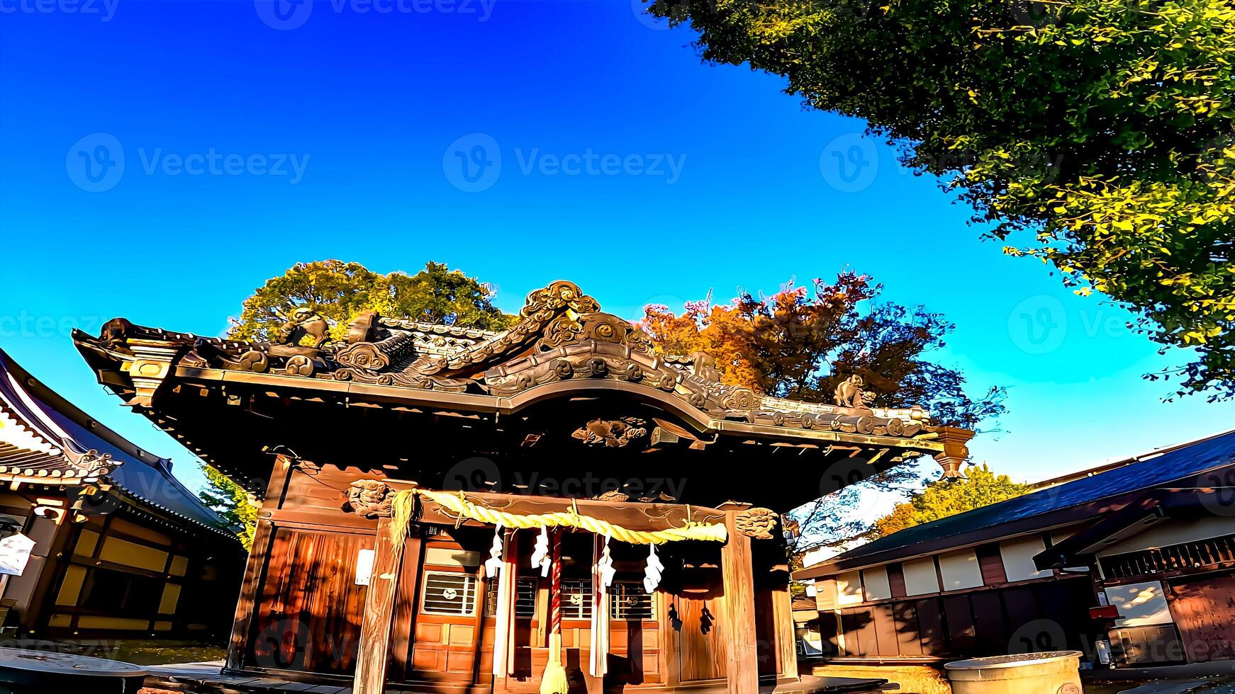 rokugatsu hachiman helgedom, en helgedom i rokugatsu, adachi-ku, tokyo, japan. den var byggd under de 1053-1058 foto