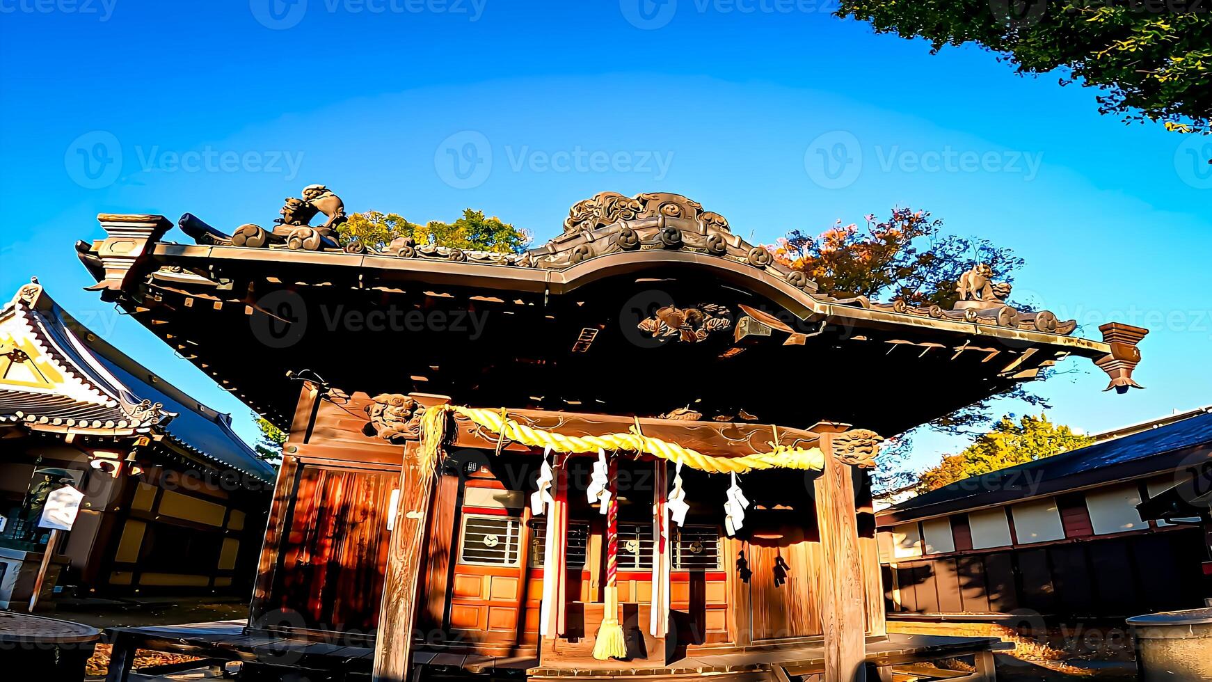 rokugatsu hachiman helgedom, en helgedom i rokugatsu, adachi-ku, tokyo, japan. den var byggd under de 1053-1058 foto