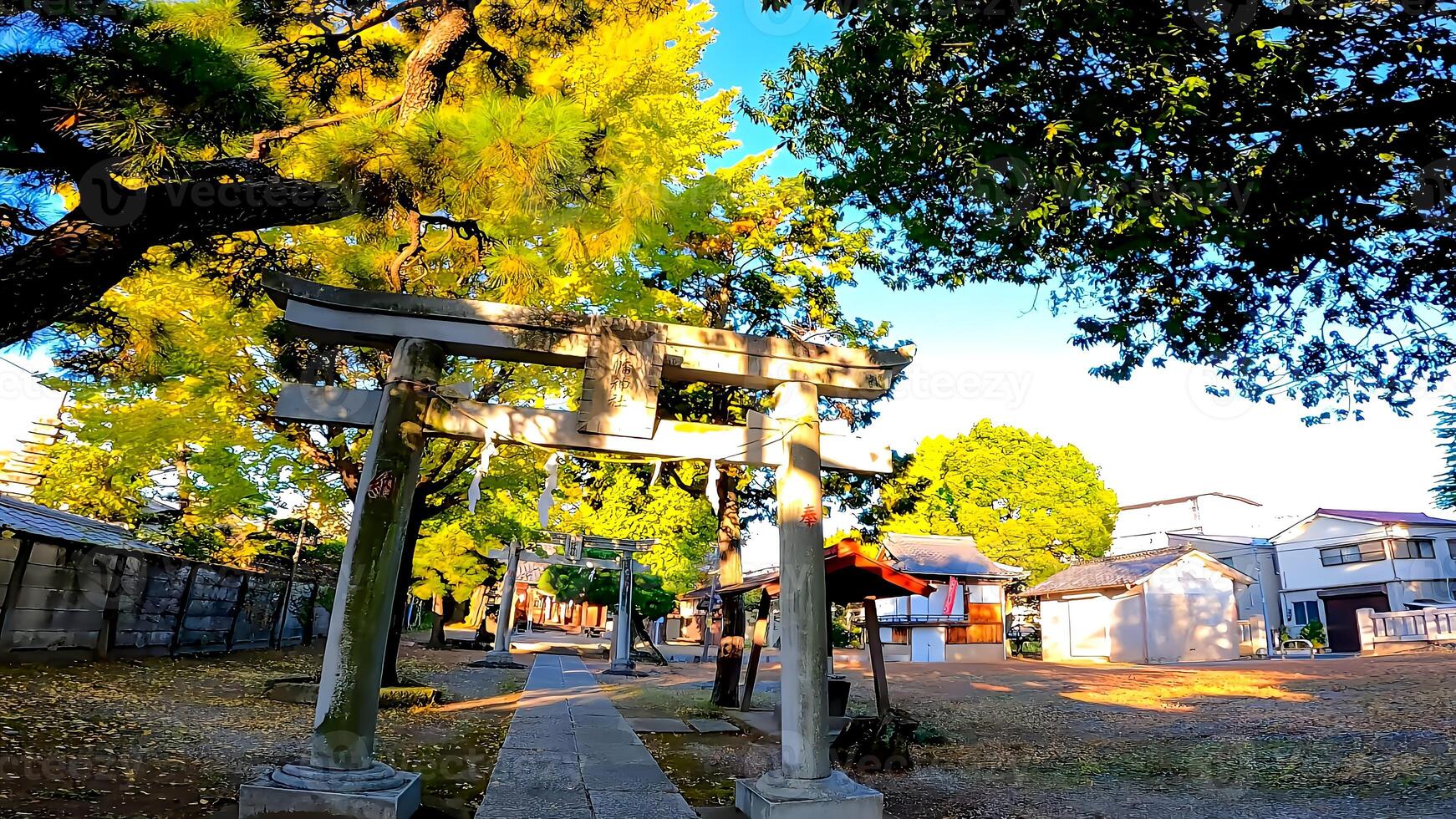 rokugatsu hachiman helgedom, en helgedom i rokugatsu, adachi-ku, tokyo, japan. den var byggd under de 1053-1058 foto