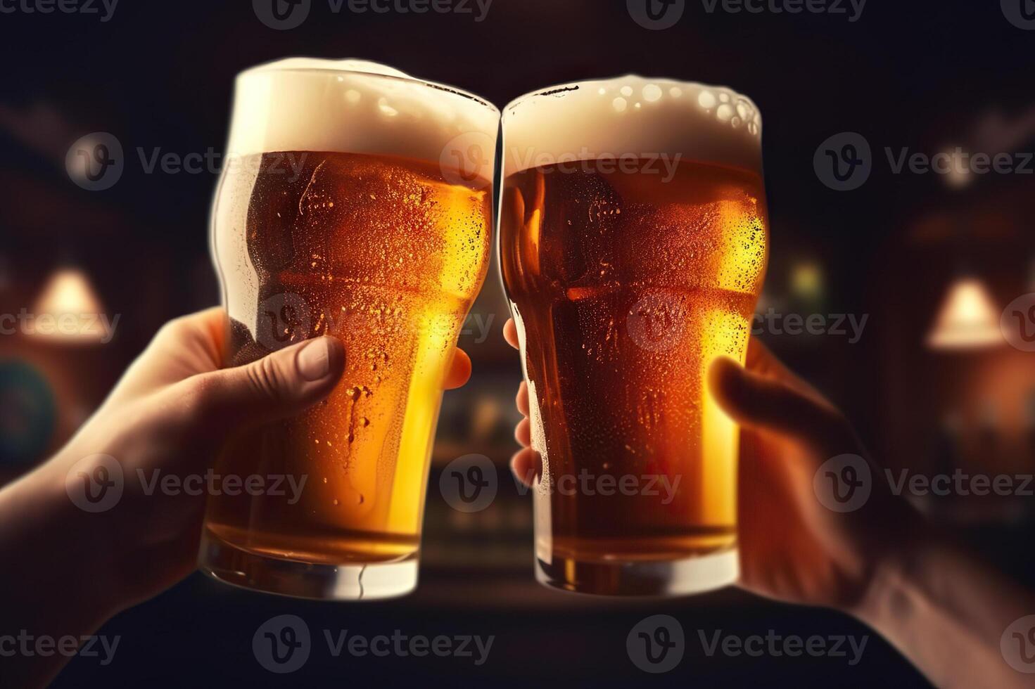 ai genererad Skål och firande höja din glas till de glädje av öl och Bra gånger. skapas med generativ ai foto