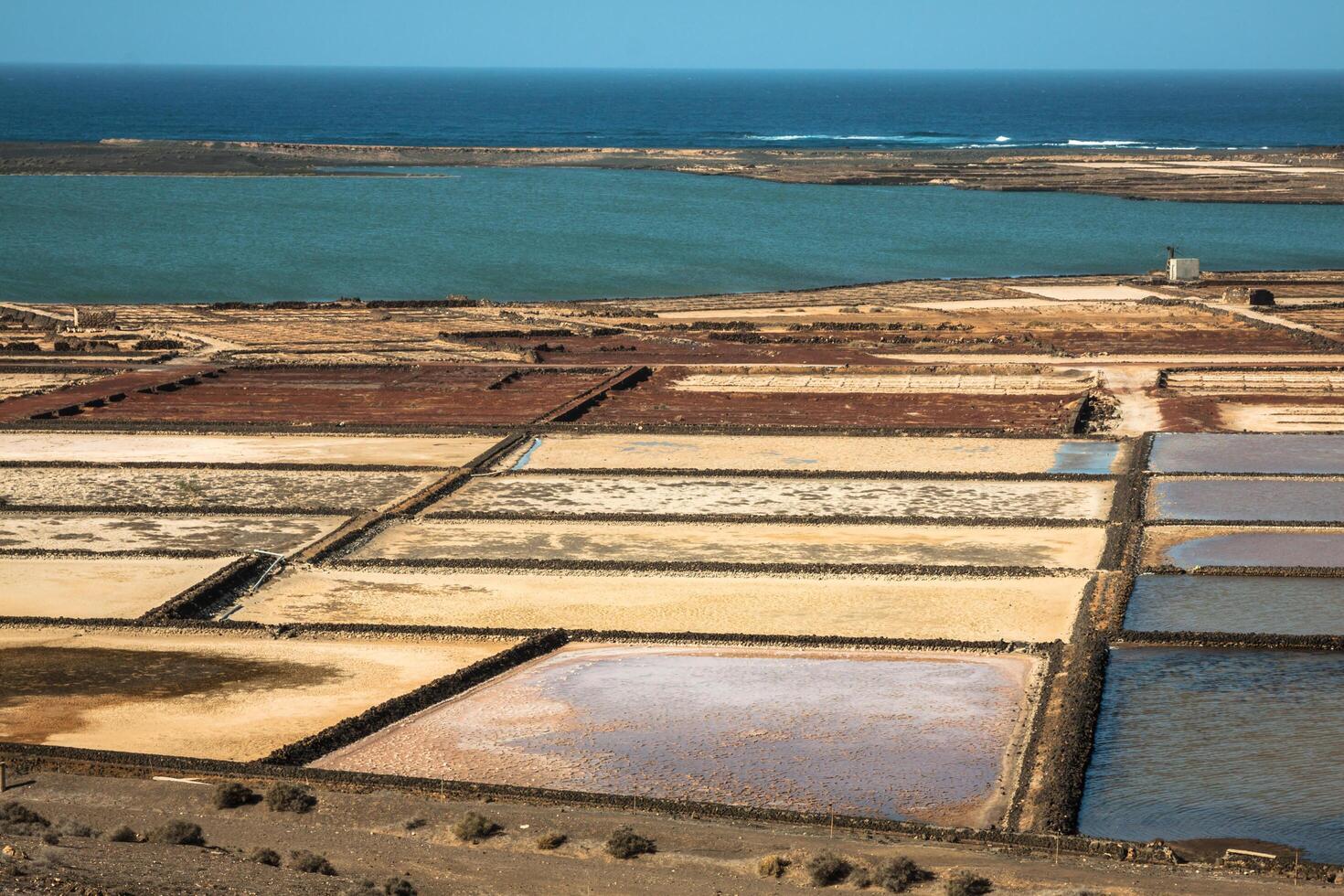 salt Arbetar av janubio, lanzarote, kanariefågel öar foto