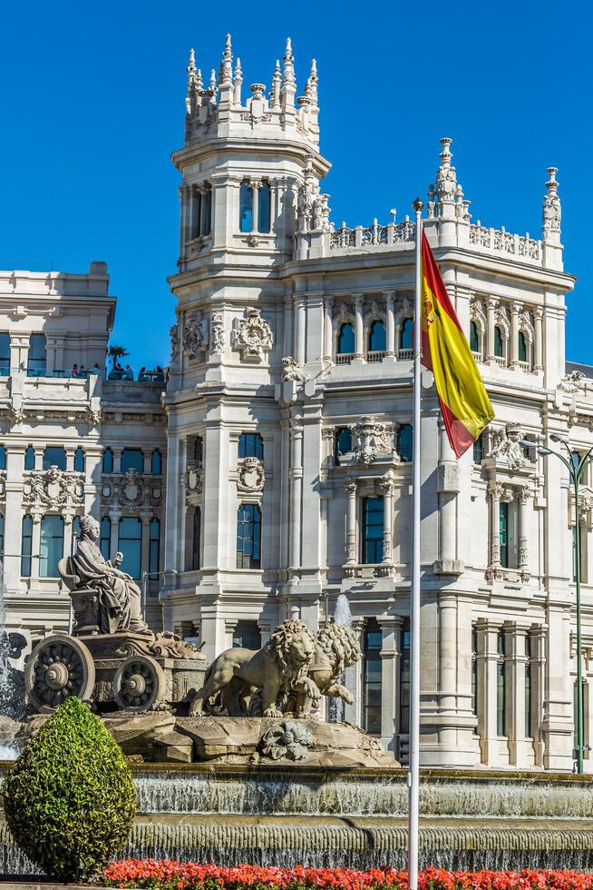 torg de la cibeles central posta kontor palacio de comunicaciones madrid, Spanien. foto