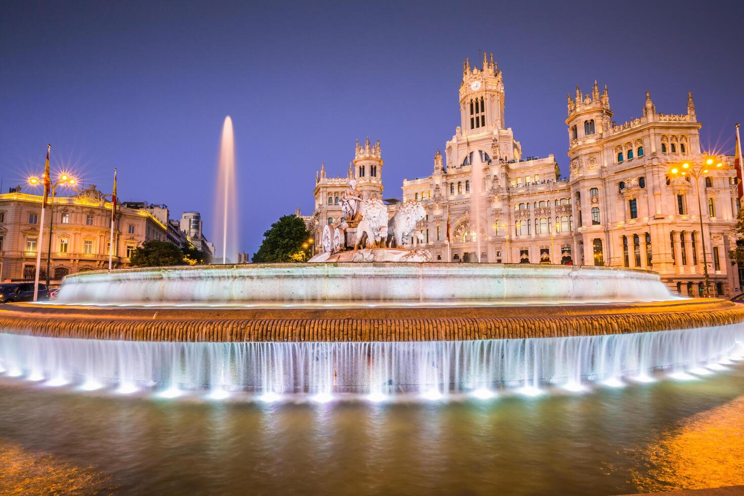 torg de la cibeles central posta kontor palacio de comunicaciones madrid, Spanien. foto