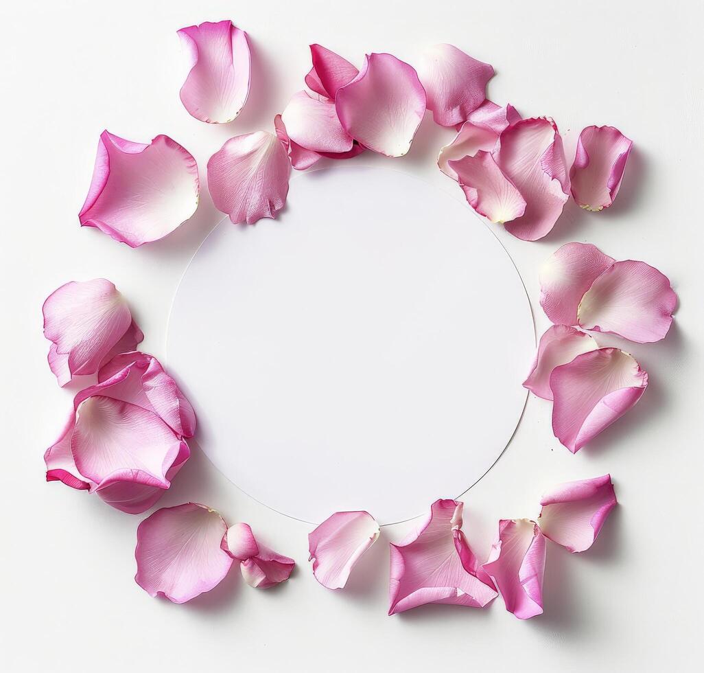 cirkel av rosa och vit blommor på vit yta foto