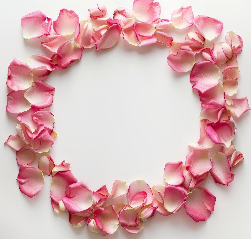cirkel av rosa blommor på vit yta foto