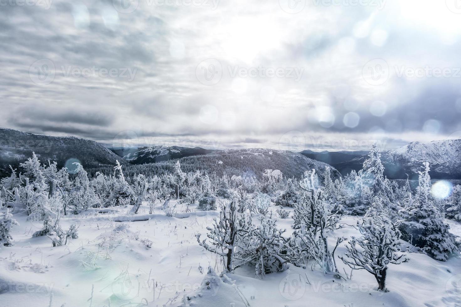 vinterlandskap från toppen av berget i Kanada, Quebec foto