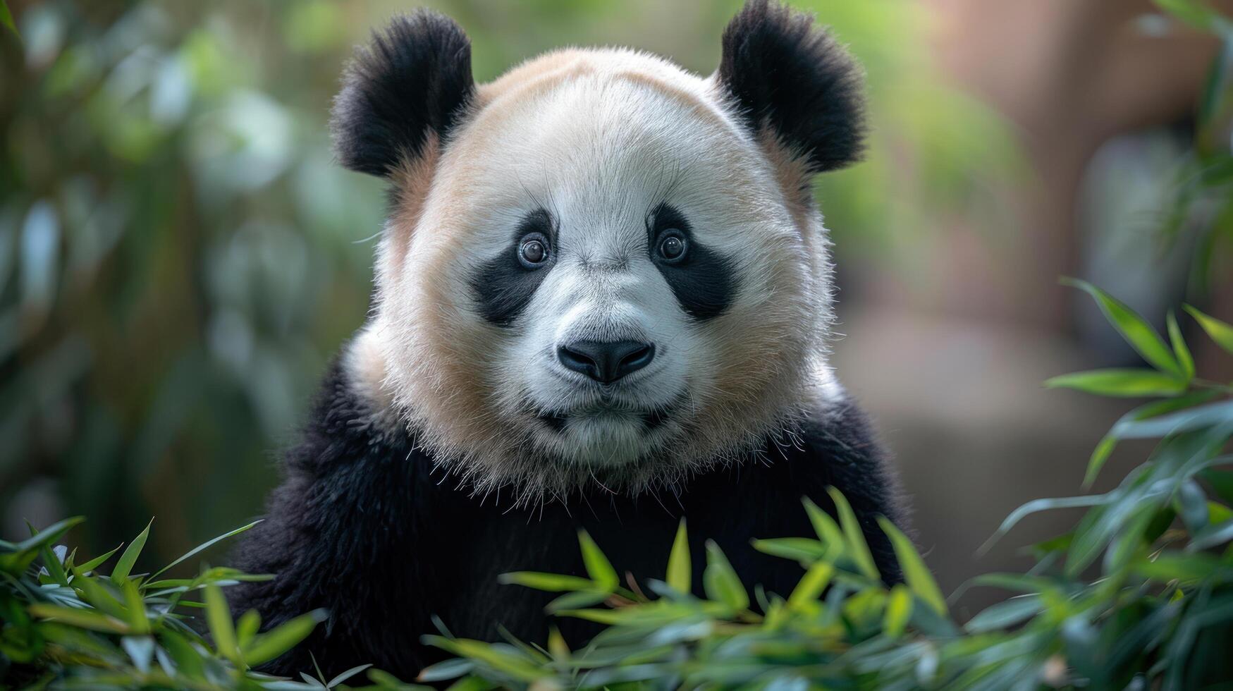 ai genererad panda i berlin Zoo. närbild foto