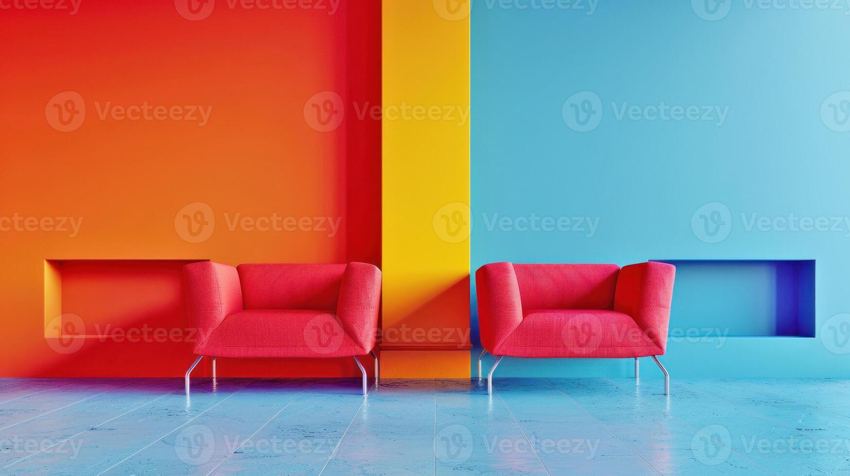 modern interiör med Färg blockera design. foto