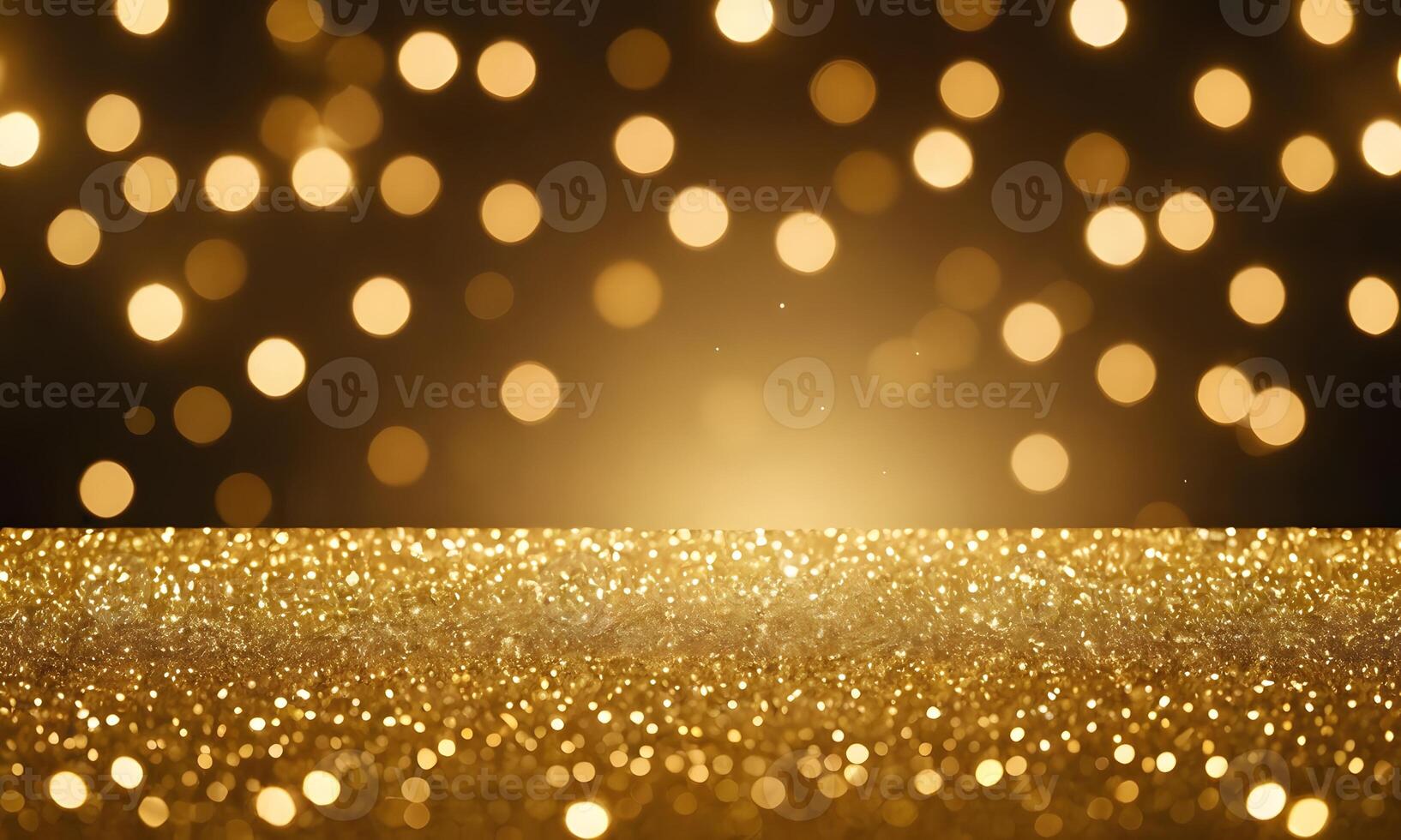 abstrakt guld bakgrund med fläck bokeh ljus, glitter glöd magisk ögonblick lyx atmosfär på jord skede foto