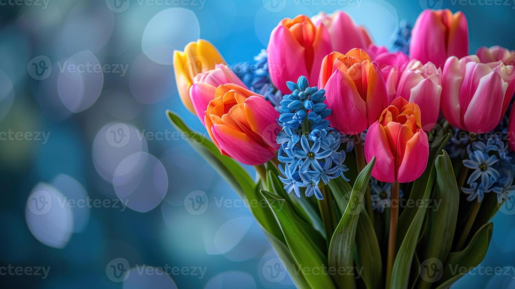 en vibrerande samling av blandad blommor visas i en vas foto