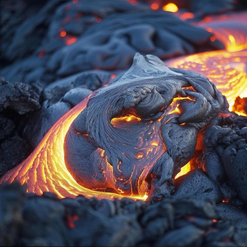 lava strömma texturer på skymning foto