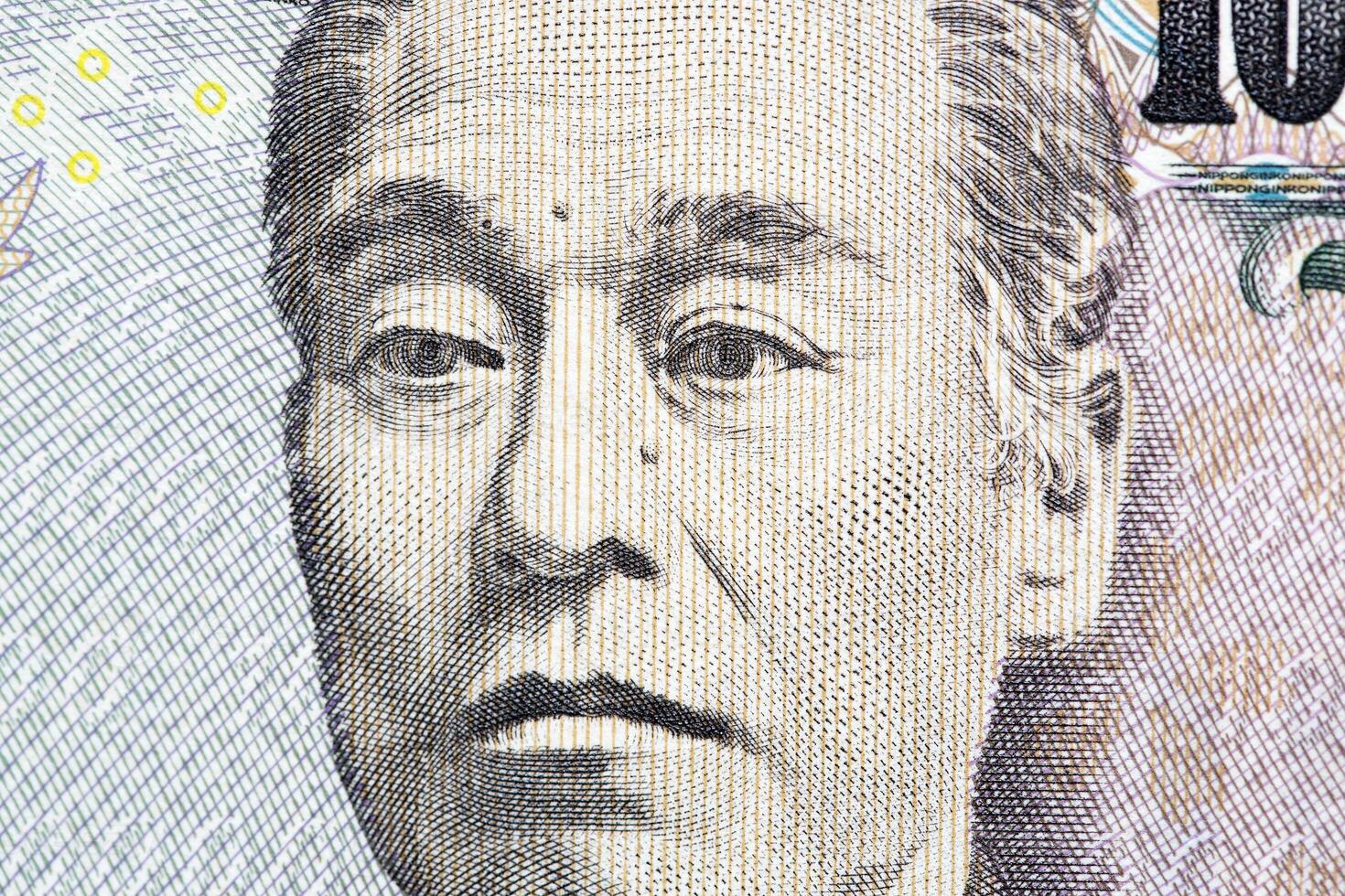 fukuzawa yukichi en närbild porträtt från japansk pengar foto