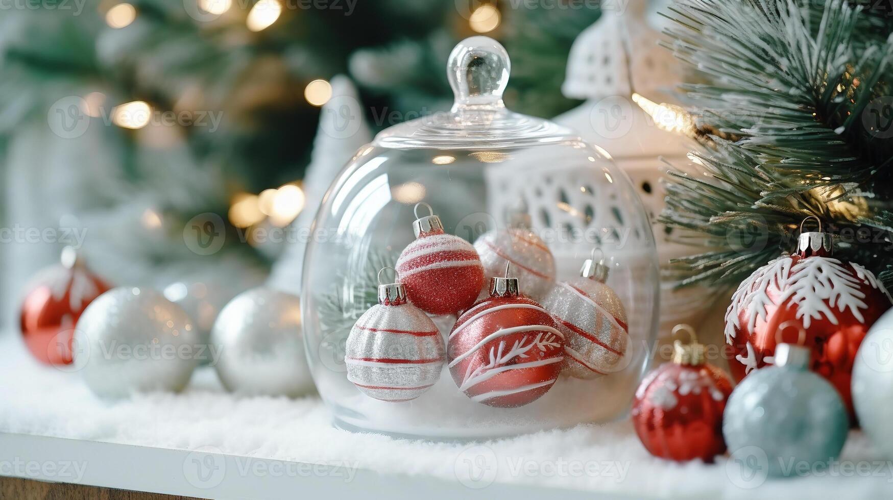 jul dekorationer närbild mot de bakgrund av en jul träd foto