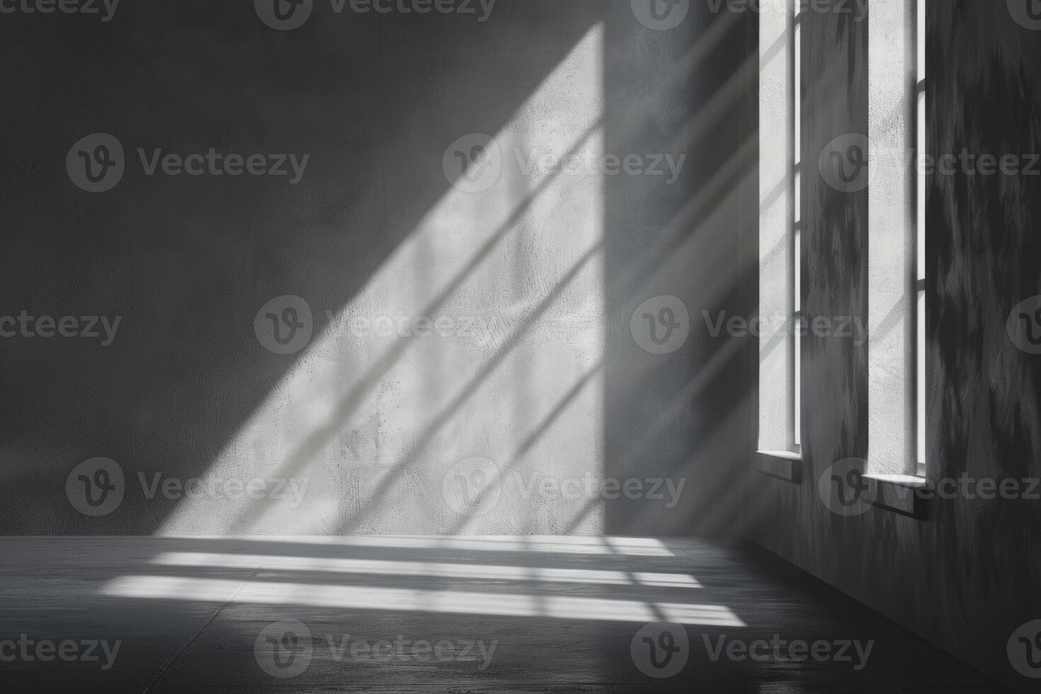 grå bakgrund för produkt presentation med skugga och ljus från fönster foto