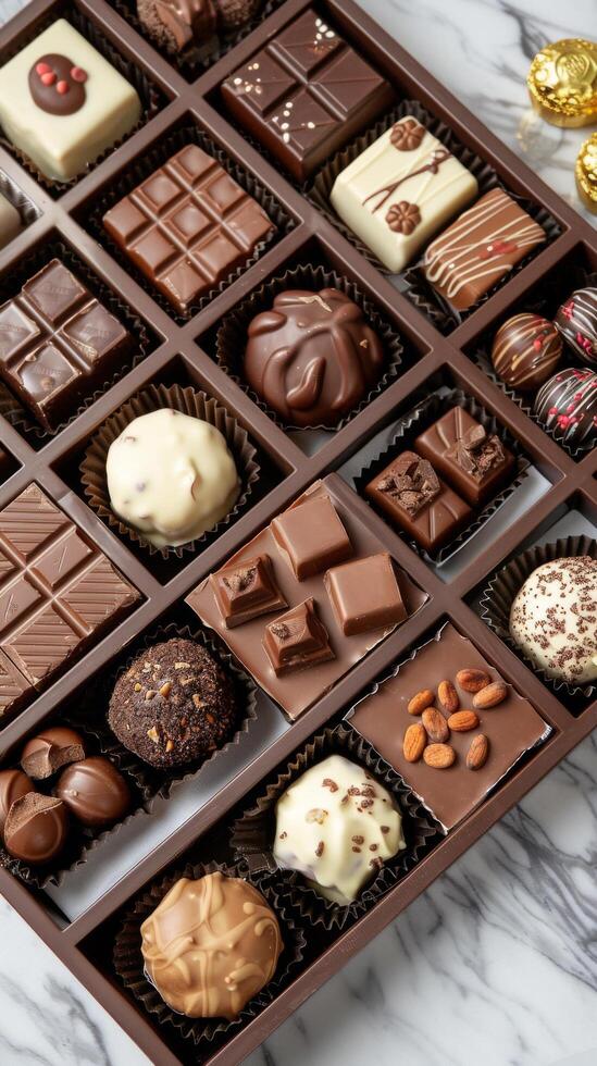 lyx choklad sortiment i låda foto