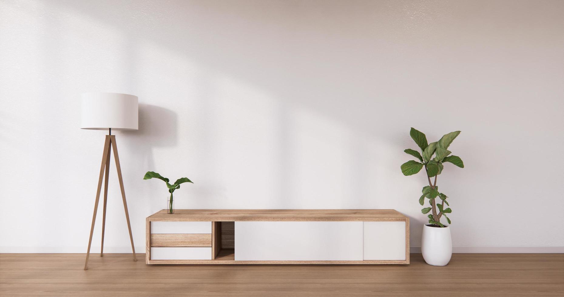 skåp trä design på vit rum interiör modern style.3d rendering foto