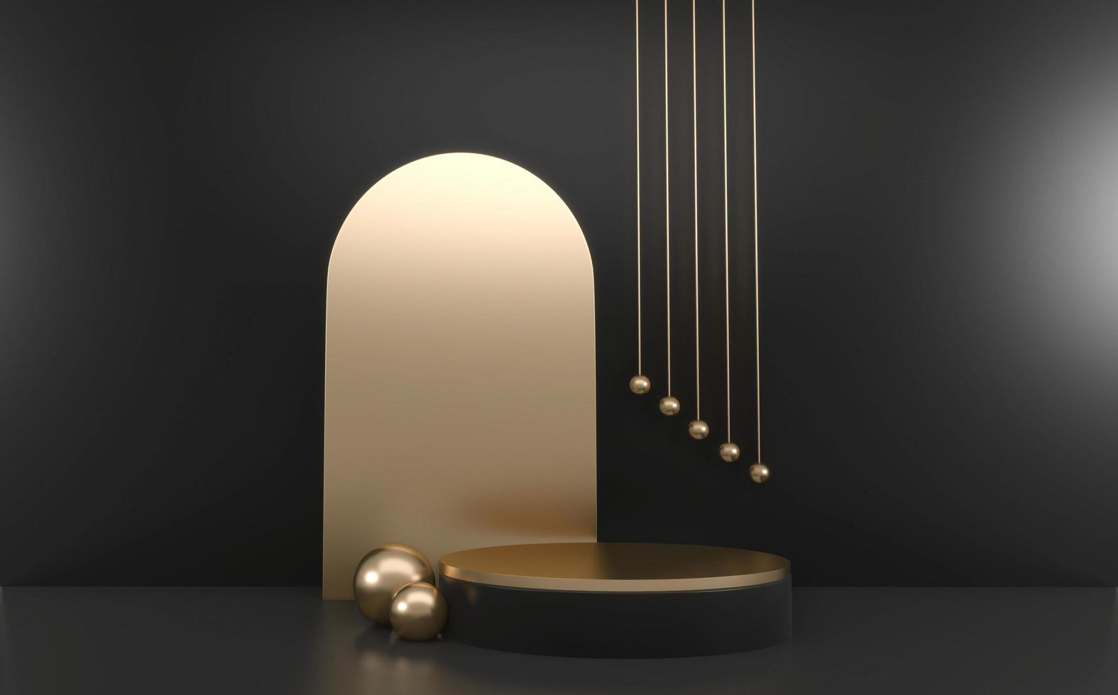 svart och gyllene lyxpodium porslin stil för produkt. 3d-rendering foto