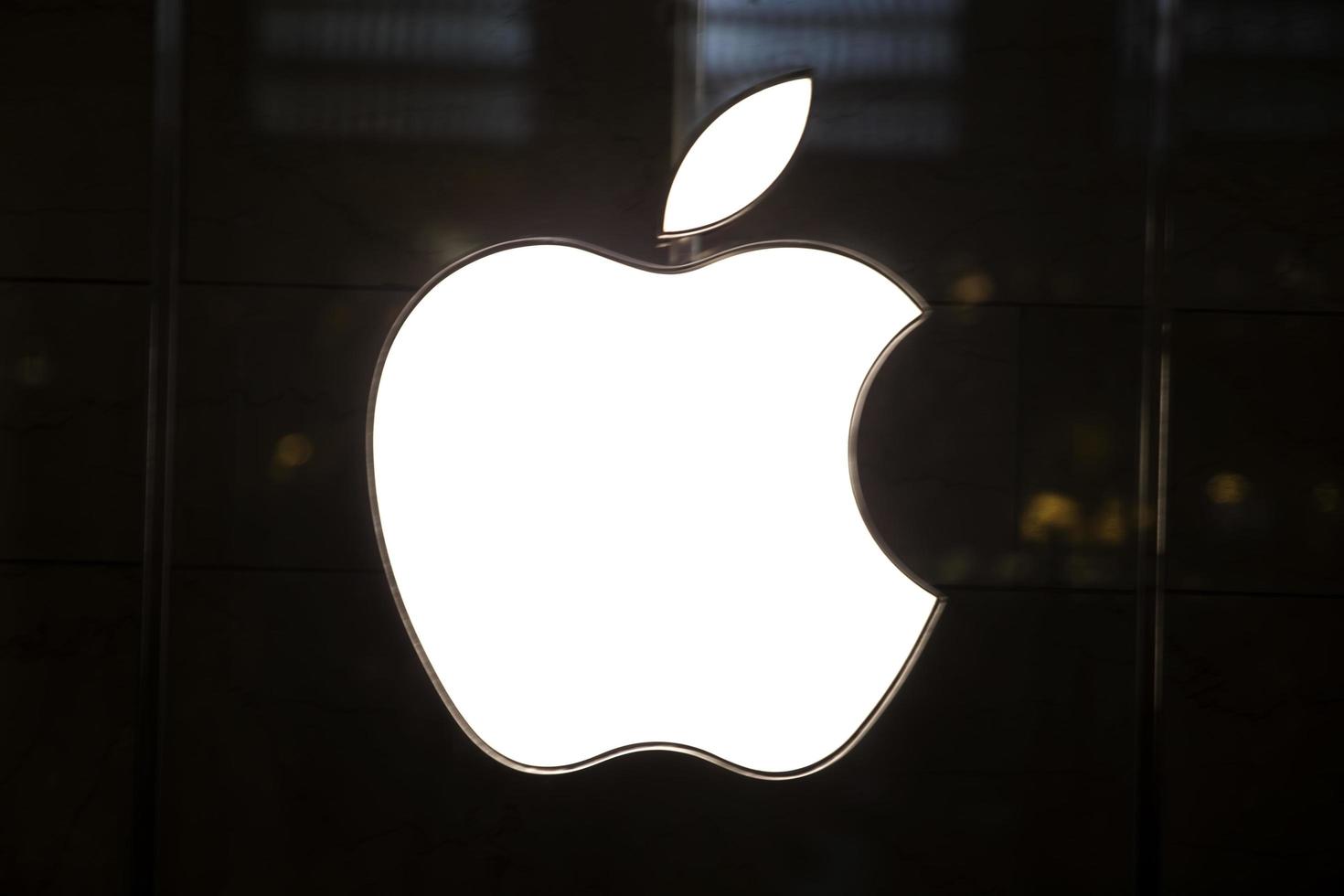 new york, usa, 26 augusti 2017 - detalj från apple shop i new york, usa. apple är ett amerikanskt multinationellt företag som grundades 1976 i Cupertino, Kalifornien. foto